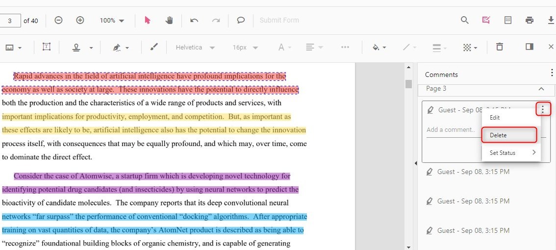 Markierungen online entfernen