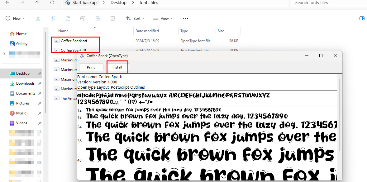Installieren Sie die Schriftart