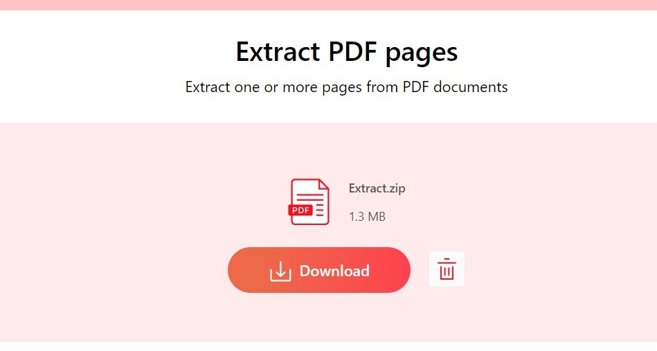 Die extrahierte PDF-Datei herunterladen