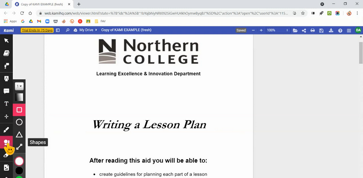 Zugriff auf Zeichenwerkzeuge in Kami