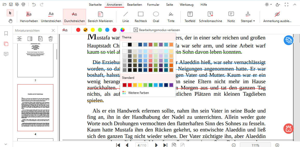Durchstreichen in PDF mit PDFgear