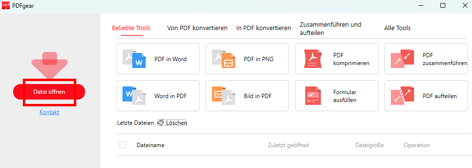 PDF-Datei mit PDFgear öffnen