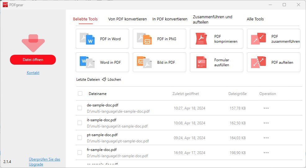Ein PDF mit PDFgear öffnen