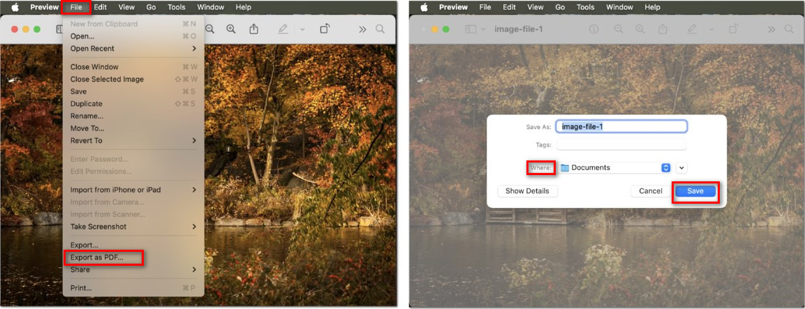 Screenshot auf dem Mac als PDF exportieren