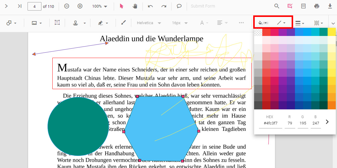 Passen Sie die Farbe des gezeichneten Kastens in PDFgear an