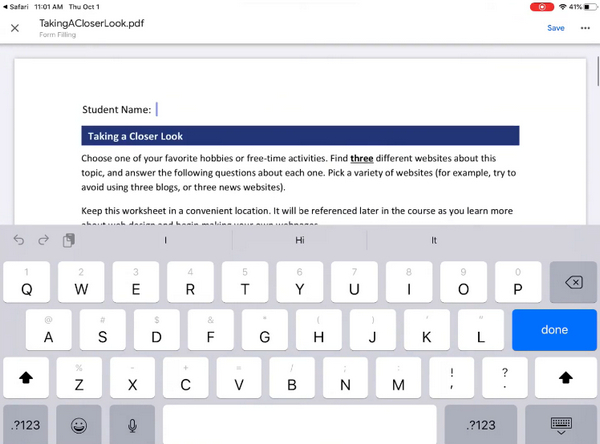 PDF in Google Drive auf dem iPad ausfüllen