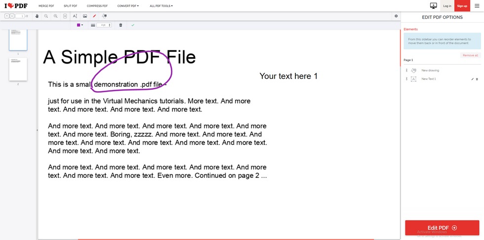 Kostenloser PDF-Editor für Windows iLovePDF