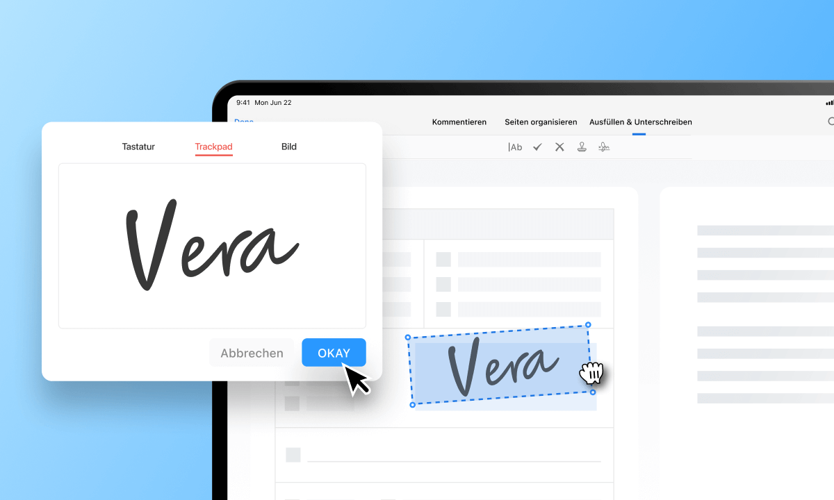 Handschriftliche Unterschrift auf PDF