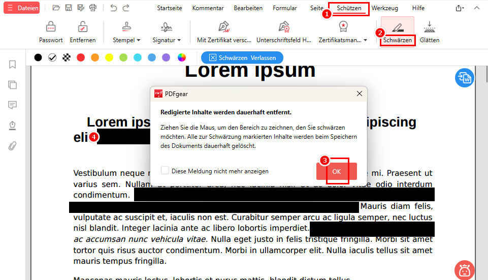 PDF kostenlos schwärzen mit PDFgear