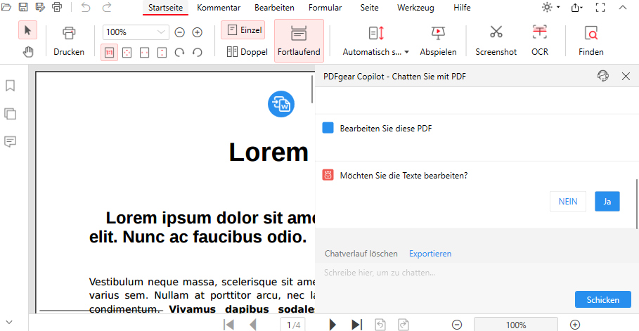 Zur Funktionsoberfläche mit KI gelangen