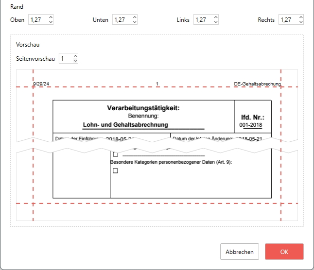 Kopf- und Fußzeile positionieren