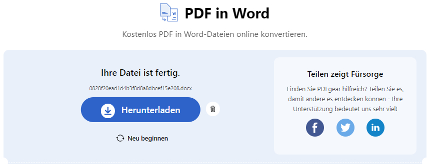 Laden Sie die umgewandelte Word-Datei herunter