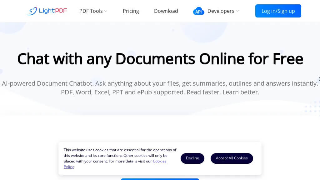 LightPDF Chat mit jedem PDF-Dokument leicht