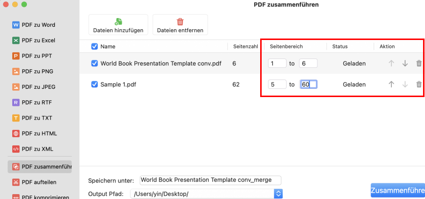 PDF-Dateien mit PDFgear für Mac zusammenführen