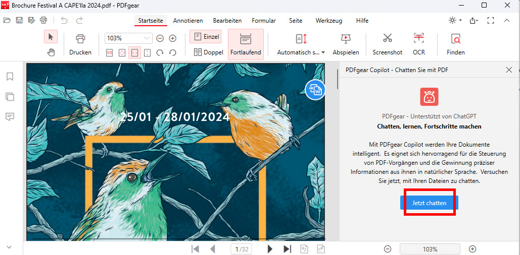 Mit PDFs über den PDFgear Chatbot kommunizieren