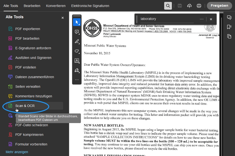 Nicht durchsuchbares PDF