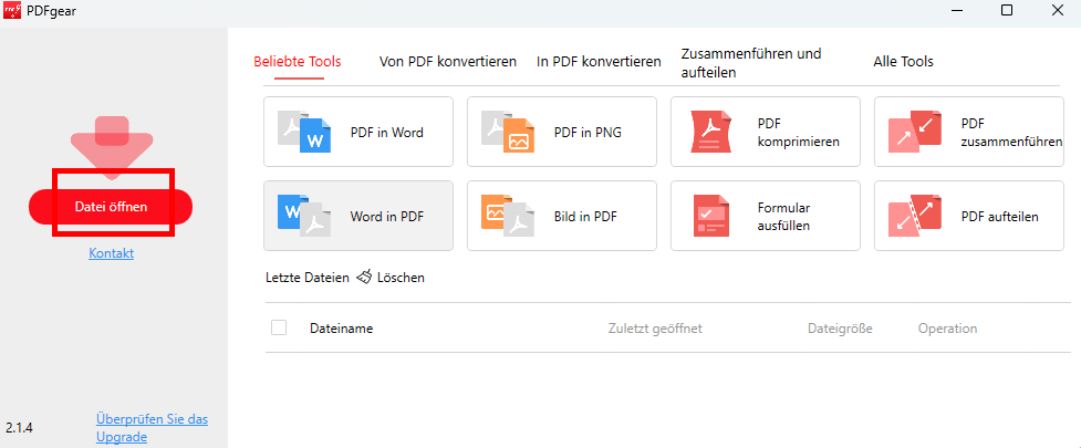 Öffnen Sie die PDF-Datei in PDFgear Desktop