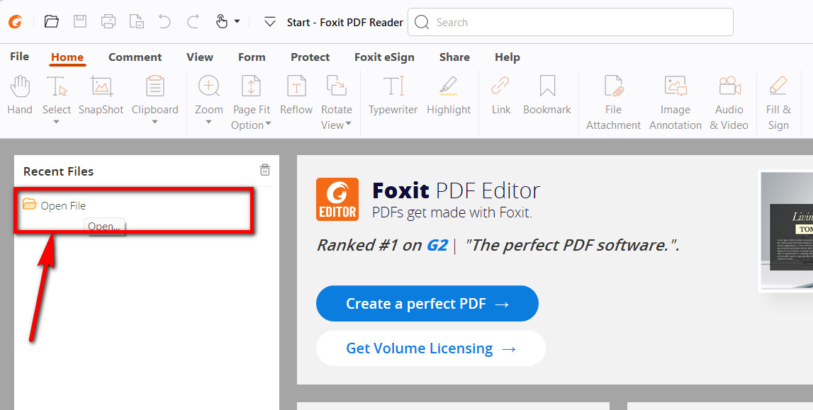 Öffnen Sie ein PDF in Foxit Reader