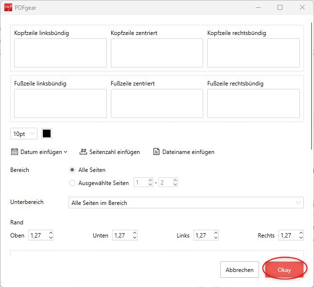 Parameter und -stile in PDFgear festlegen