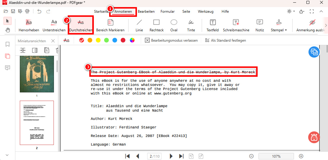 Annotieren von PDFs über PDFgear