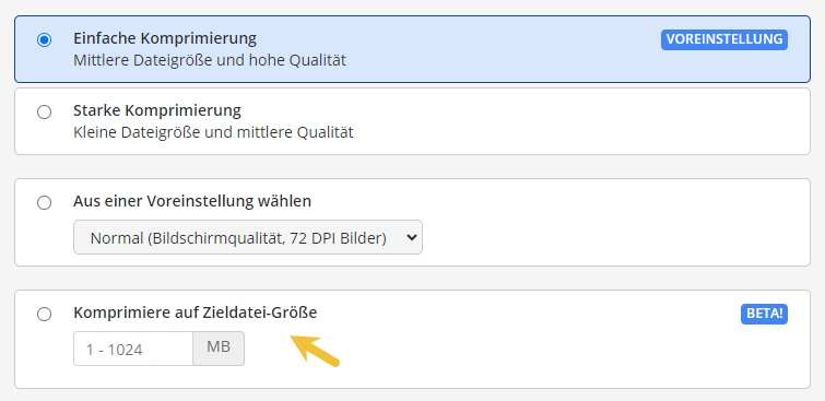 PDF auf bestimmte Größe komprimieren