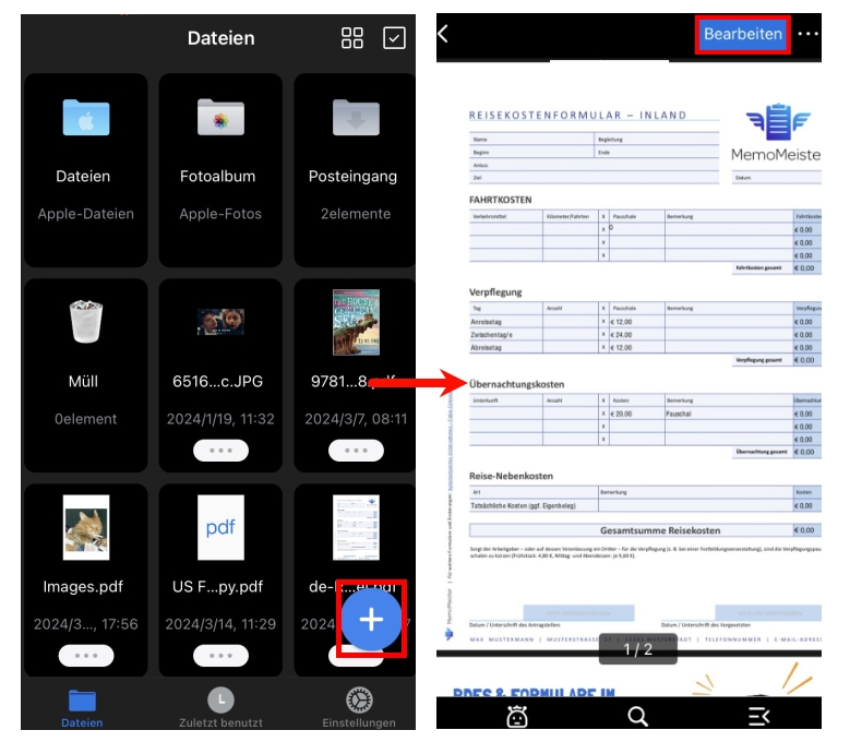 PDF öffnen und ausfüllen iPhone