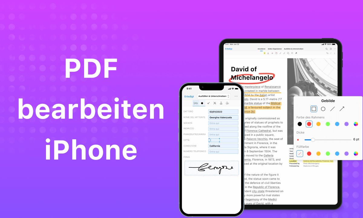 Bearbeiten von PDFs auf iPhone und iPad