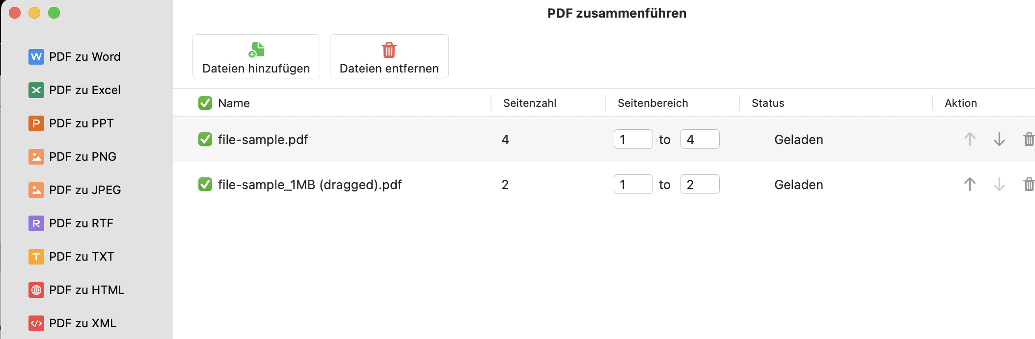 PDF-Dateien zusammenführen