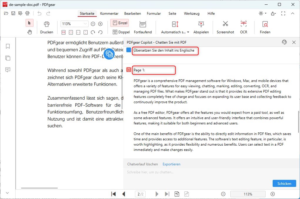 PDF mit KI unter Verwendung von PDFgear übersetzen