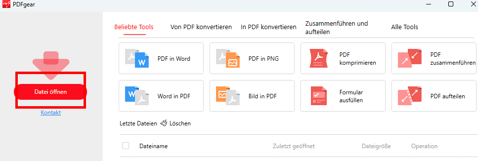 Importieren Sie ein PDF in PDFgear