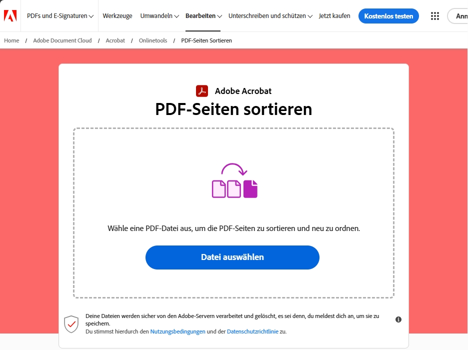 PDF Seiten sortieren online