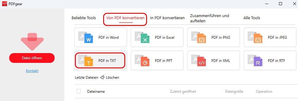 PDF-zu-Text-Konverter in PDFgear