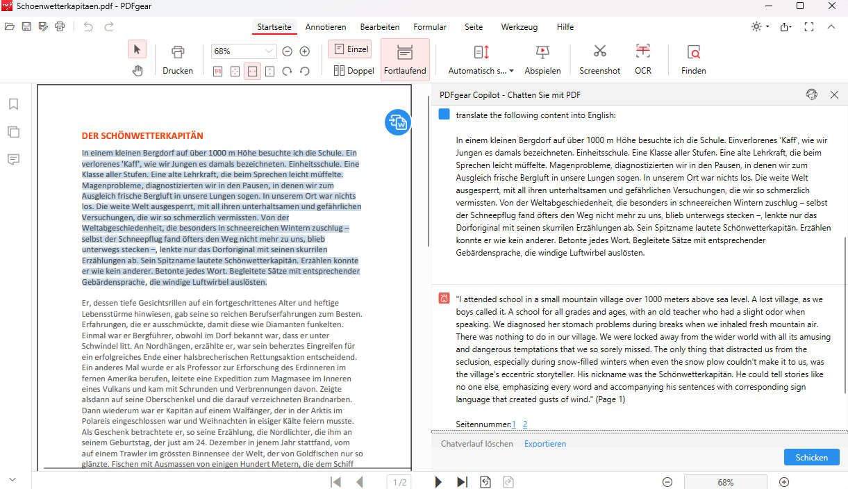 PDFgear KI PDF Übersetzer
