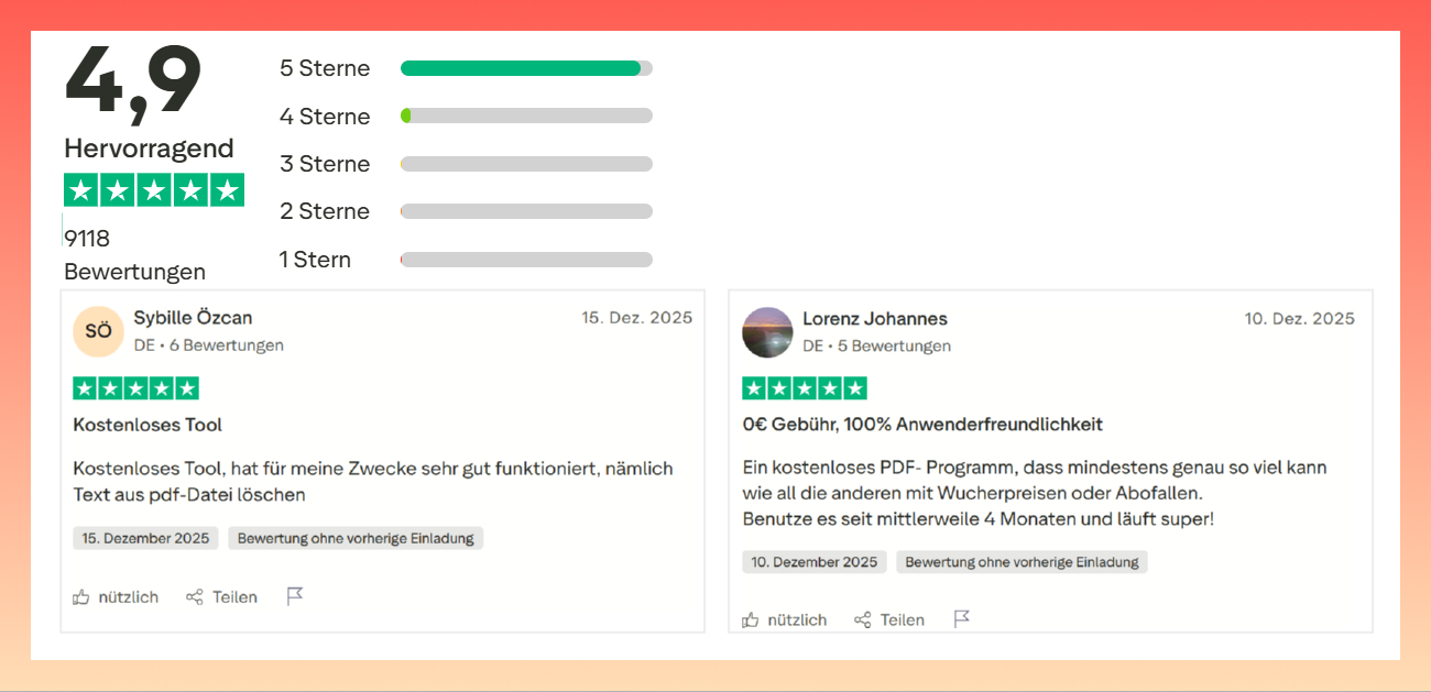 PDFgear-Bewertungen auf Trustpilot