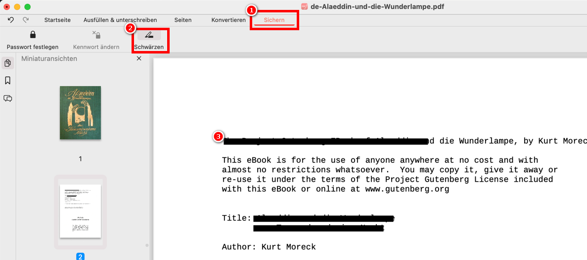 Ein PDF auf einem Mac schwärzen