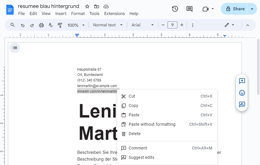 PDF Text erkeent von Google Docs