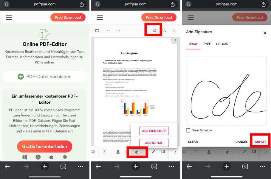 PDF auf iPhone online unterschreiben