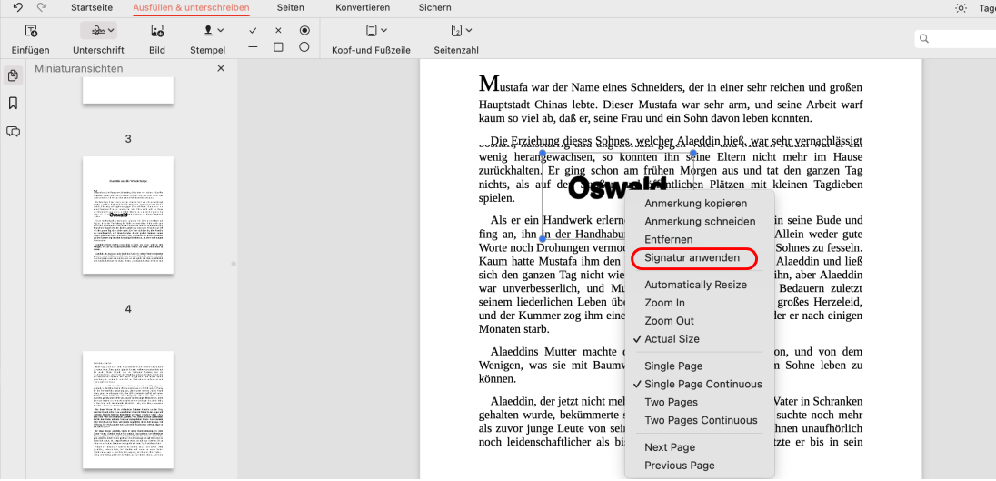 Anwenden und Speichern