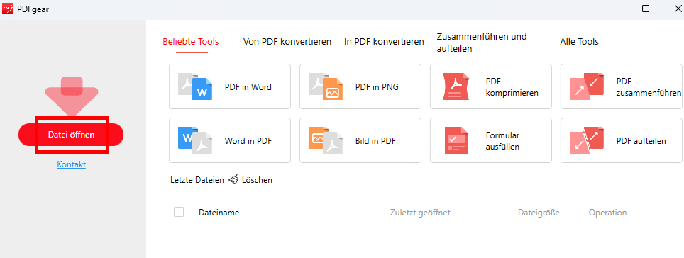 Starten Sie PDFgear und öffnen Sie die PDF-Datei