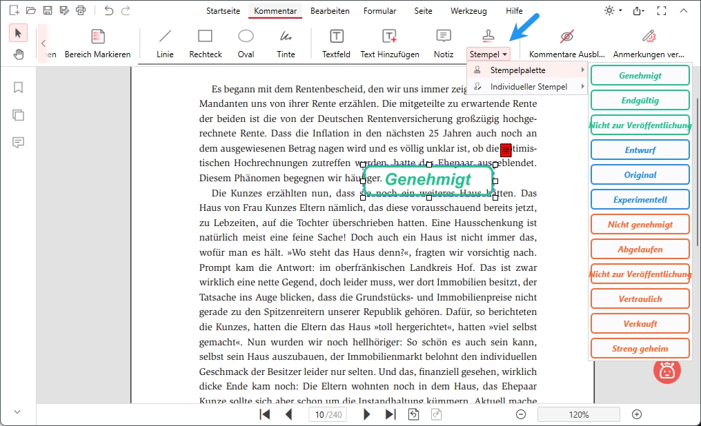 Meinung mit Stempeln ausdrücken