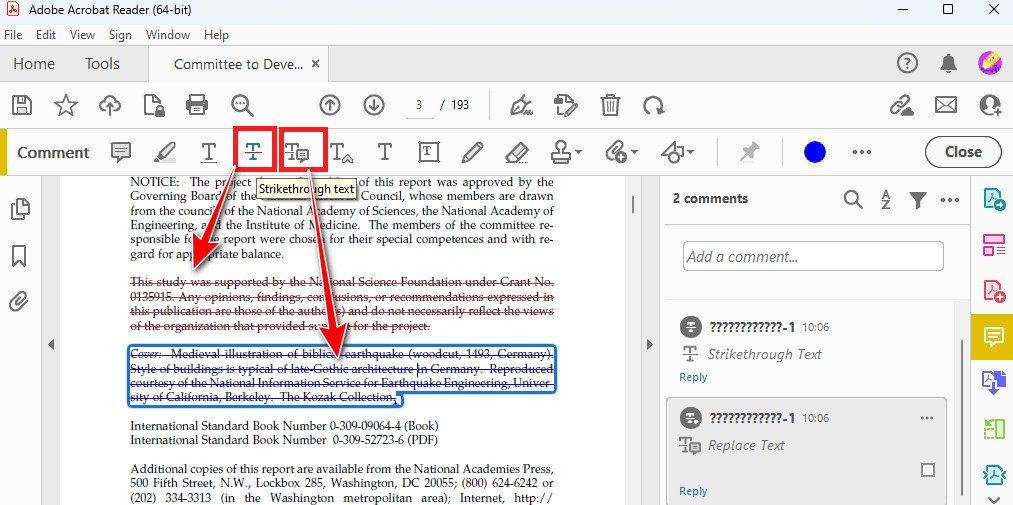 Durchstreichen in Adobe