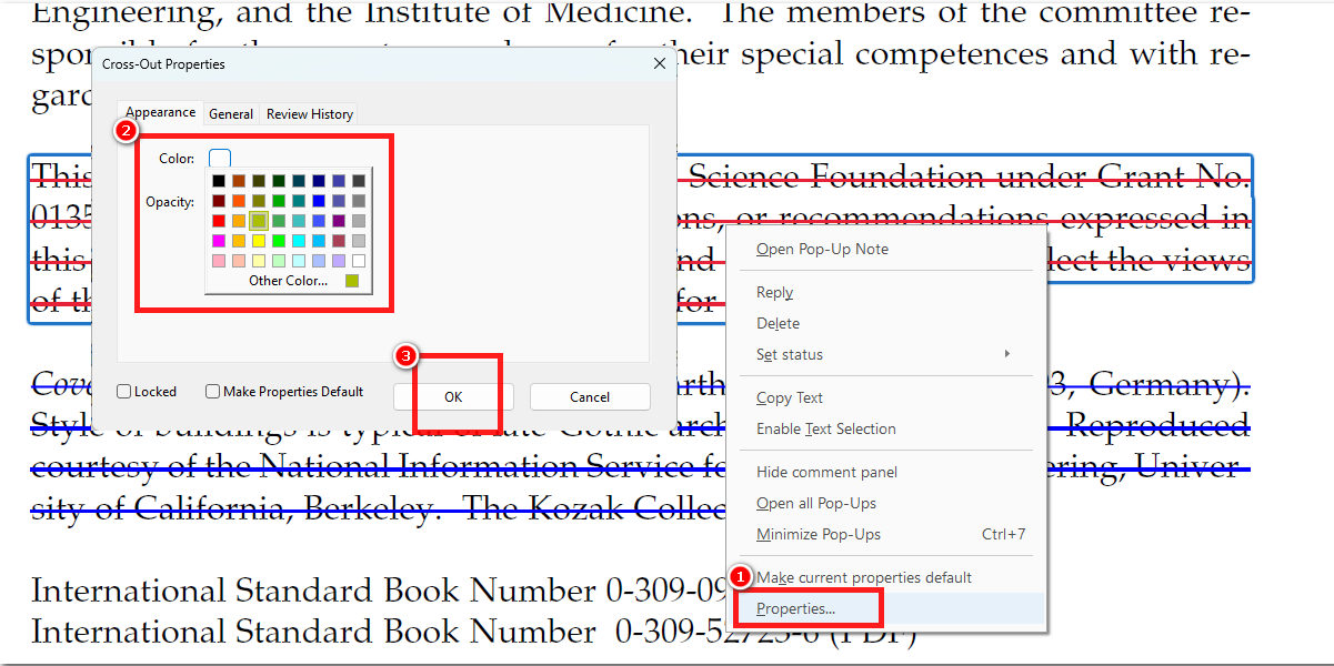 Die Durchstreichfarbe ändern