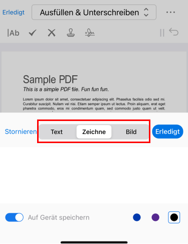 Unterschreiben auf dem iPhone mit PDFgear