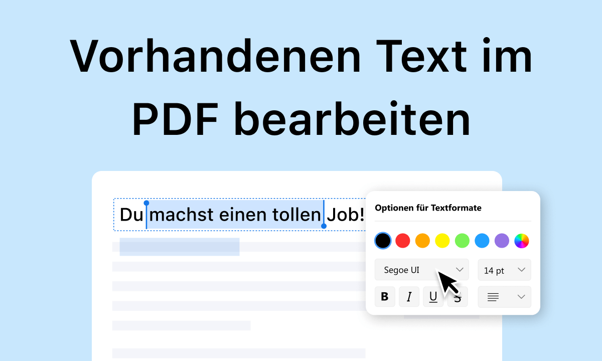 Ändern vorhandener Texte in Bearbeitungs-PDFs