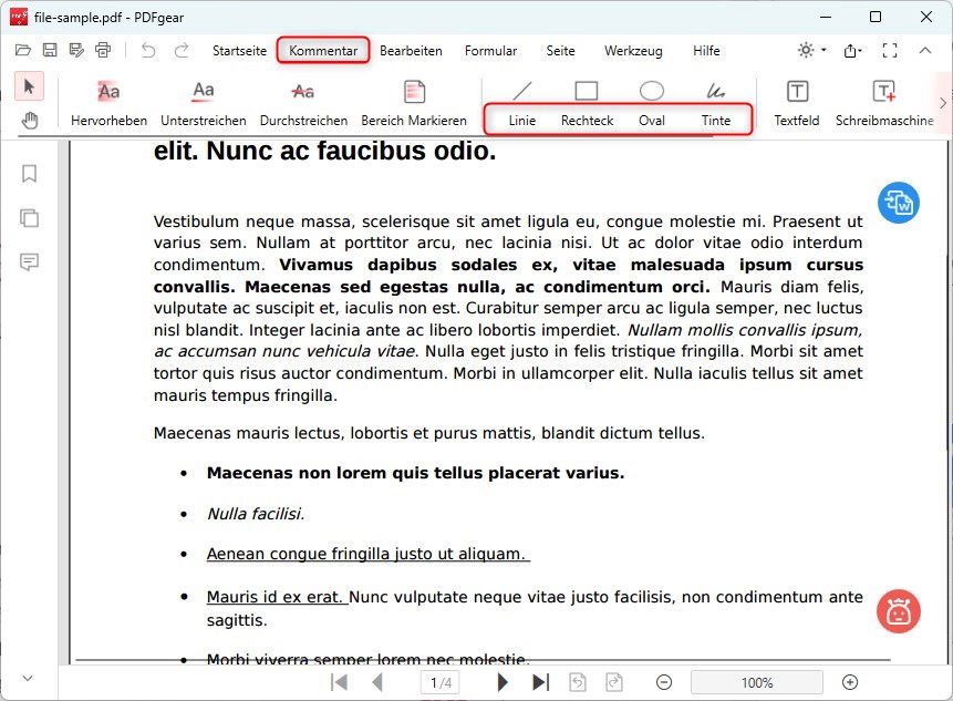 Zeichenwerkzeuge öffnen