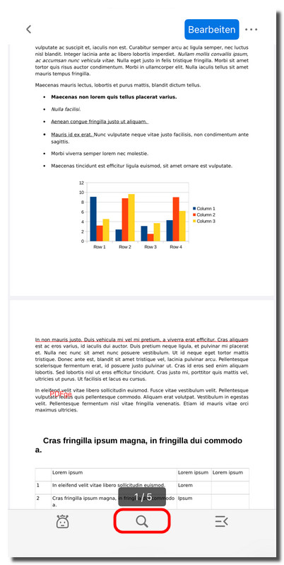 Auf das Suchsymbol tippen