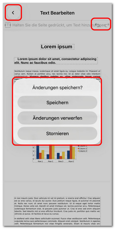 Bearbeitungen speichern