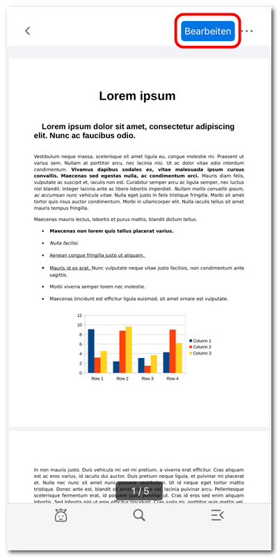 Bearbeitungsmodus öffnen