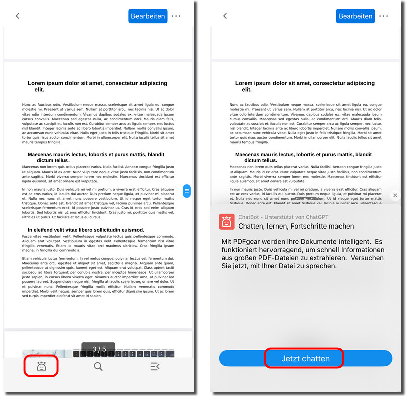 Copilot in PDFgear für iOS öffnen