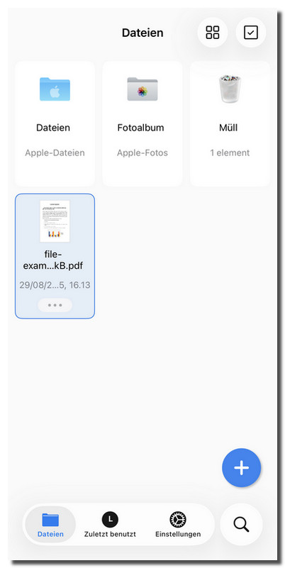 Datei in PDFgear auf iOS antippen